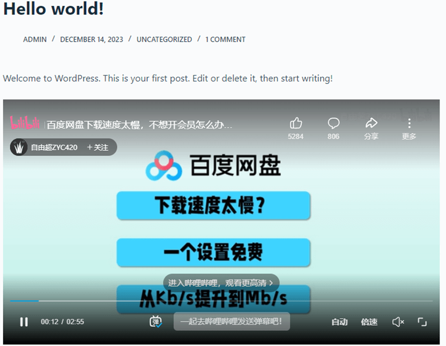 图片[6]-网站教程：WordPress博客添加嵌入B站视频调整自适应屏幕大小并取消自动播放-十七博客网